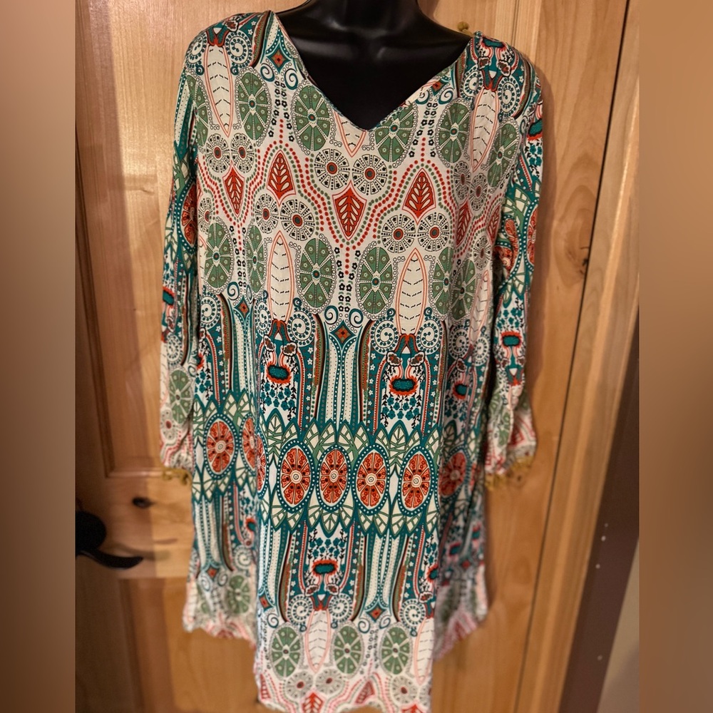Bohemian V-Neck Patterned Tunic